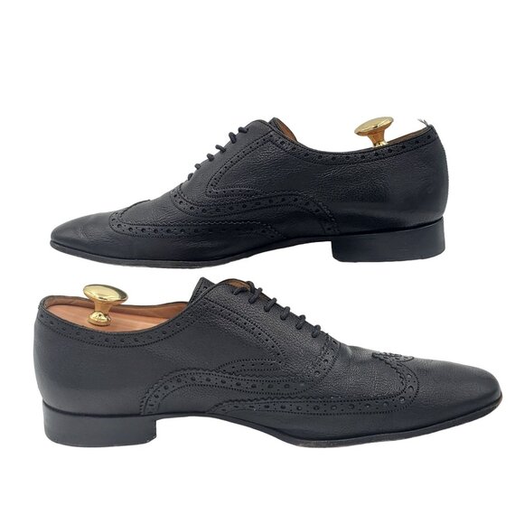 Vintage Bally Switzerland Dress Shoes Men size 9.5 Black Leather Wingtip Oxfords main image 12